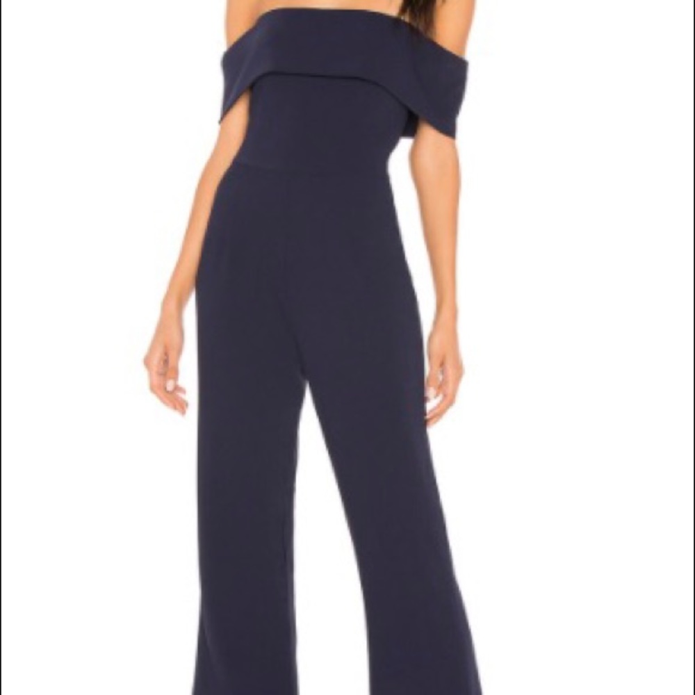 Revolve Off-The-Shoulder Navy Jumpsuit